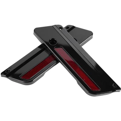 2 stuks Motorfiets Zijkoffer Sluiting Afdekking Reflectoren voor Glide Touring 9417 Zwart gray