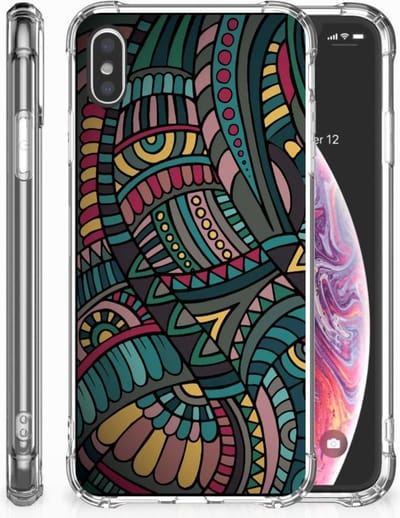 TPU Case Anti-Shock voor Apple iPhone Xs Max Doorzichtige Silicone Hoesje Aztec
