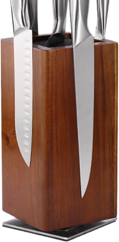 Famanu - Magnetische messenhouder van hout, dubbelzijdig, draaibaar, stijlvolle organizer voor keukenmessen en keukengerei