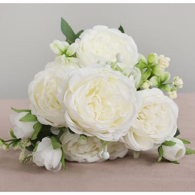 1pcs/30cm Bouquet de Soie Rose Pivoine Fleur Artificielle 5 Grandes Têtes 4 Petits Bourgeons Mariée Mariage Décoration de Maison