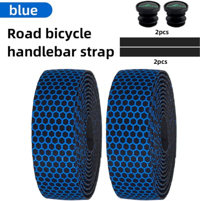 Oneay Hex stuurlint set voor fietsen – 2 rollen van 2 meter – Antislip en schokdempend – Zelfklevend voor MTB en racefiets – Blauw