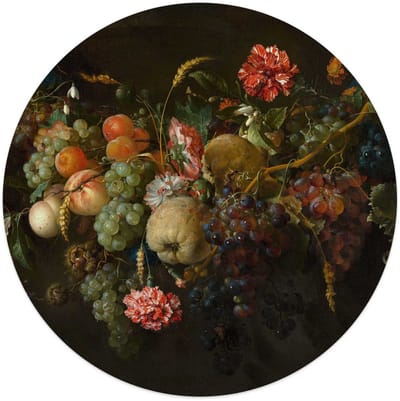 Glasschilderij De Heem - Guirlande van vruchten - Ø 50 - Glas - REINDERS