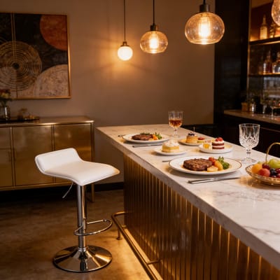 OKWISH Barkruk 62-84 Cm - In Hoogte Verstelbaar En 360 Graden Draaibaar - Keuken En Bar - Kunstleer - Wit