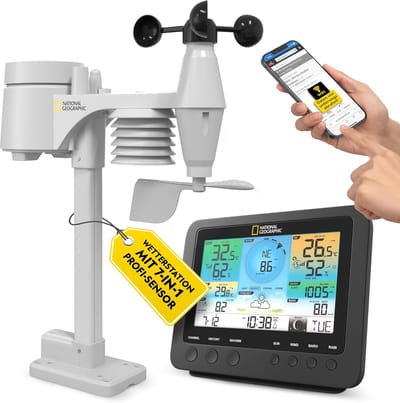 Weerstation Draasloos Binnen/Buiten - Weerstation - Zwart - Draadloos - 7-in-1 Multi-Sensor - Voor Thuisgebruik