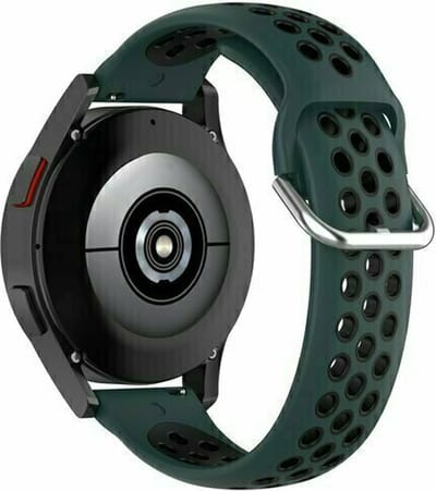 By Qubix - 22mm - Siliconen sportbandje met gesp - Donkergroen + zwart - geschikt voor Huawei Watch 3 / 4 / 5 (pro) - 46mm & geschikt voor Huawei Watch GT / GT 2 / GT 3 (pro) / GT 4 (pro) / GT 5 (pro) / GT 6 (pro) 46mm / Ultimate / U
