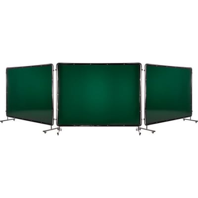 VEVOR Lasgordijn Met Frame, 3 Panelen, 1740 X 2340 Mm, Vlamvertragend Vinyl Lasscherm Met 12 Wielen en 6 Niveaus Uv-Bescherming voor Werkplaats/IndustriëLe Toepassingen, Donkergroen