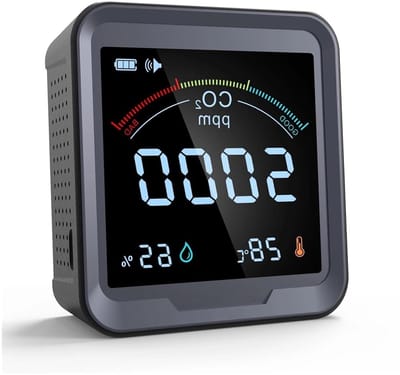 Luchtkwaliteit Monitor - CO2 Detector - Binnenlucht Meten - NDIR Sensor - 98x90x40 mm - Wit