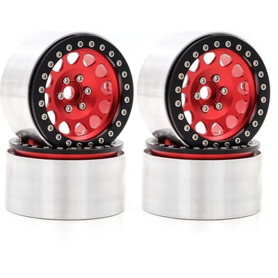 Aluminiumlegering Wielvelg Beadlock Rood Wielvelgen Naaf 4 stuks 2.2inch 65*36mm Vervanging voor Trax4 Trax6 Axial Scx10 Rr10 Afstandsbedieningsauto