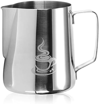 PromoHome RVS Melkopschuimer 600 ml - Professionele Melkkan voor Cappuccino en Latte met Maatverdeling, Schenktuit en Handvat - Vaatwasserbestendig Zilverkleurig