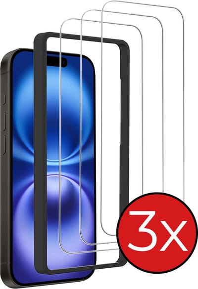 Screenprotector - 3 Stuks - Geschikt voor Apple iPhone 16 - Met Installatie Frame - Beschermglas - Gehard Glas - Tempered Glass - Screen Protector