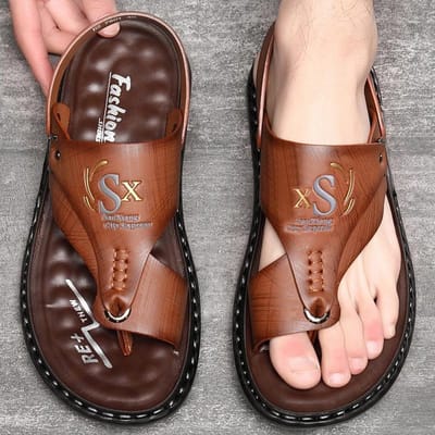 Verkoop nieuwe hoogwaardige zomerse herensandalen, casual, echte leren vrijetijdssandalen, designerschoenen, herenslippers, herensandalen 40