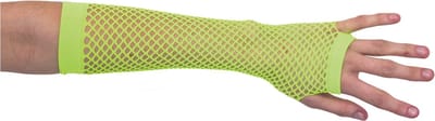 Atosa Carnaval verkleed handschoenen - visnet stof - neon groen - vingerloos - dames - elastiek