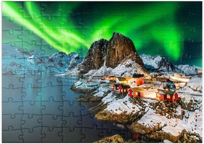 Puzzel 100 Stukjes Noorderlicht Boven Hamnoy Noorwegen