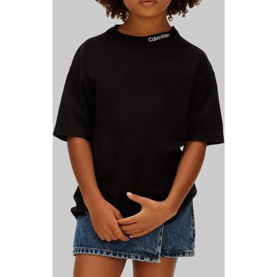 Calvin Klein Unisex Logo Embroidery Ss T-shirt Black Taglia: 4 | T-shirt Outlet | kids | Nero
