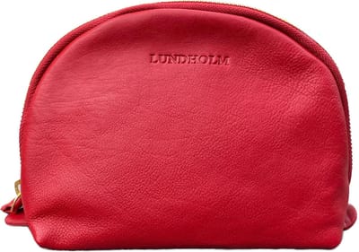 Lundholm leren make up tasje etui dames rood - toilettas dames leer design rood - bag in bag tas organizer - hoogwaardig leer - vrouwen kados cadeau voor vrouw