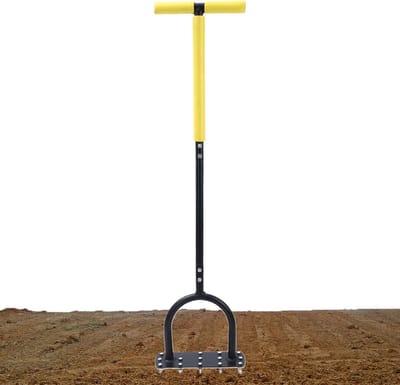 Gazonbeluchter T-handvat - Grasontviltspijker - Bodem losmaken - Solide stalen pinnen - 100 cm hoog - Zwart
