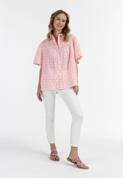 IZIA blouse met korte mouwen Dames neonroze