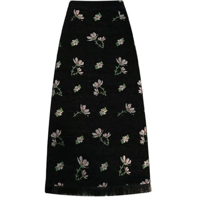 Jacquard Zwarte Rok voor Dames In de Winter Hoge Taille Midi-lengte Split A-lijn Rok Om Ze Slank te Laten Lijken en Kwast Rechte Rok XL black