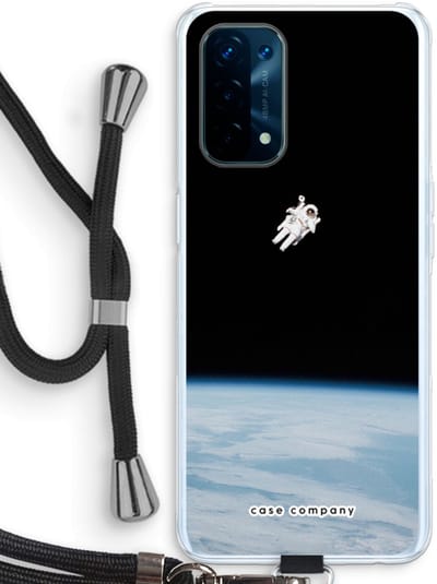 Case Company® - Hoesje met koord geschikt voor Oppo A74 5G hoesje met Koord - Alone in Space - Telefoonhoesje met Zwart Koord - Bescherming aan alle Kanten en Over de Schermrand