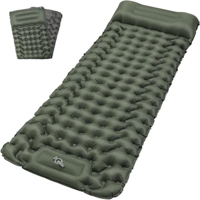 Opblaasbare Mat - Kampeerluchtbed Strandmat - Outdoor Slapen - Geïntegreerd Kussen Ingebouwde Pomp - 196 x 69 cm - Blauw