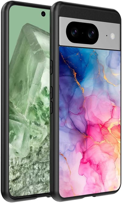 Geschikt voor Google Pixel 8 Telefoonhoesje met marmeropdruk - TPU backcover case marble design - Regenboog - Smartphonica geschikt voor Google Pixel 8