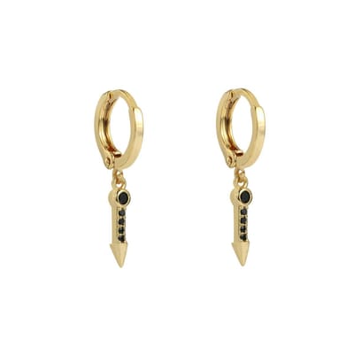 Oorbellen Zirconia Arrow — Goud - Zwart- Moederdag cadeautje - cadeau voor haar - mama
