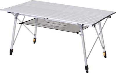 Killogood Picknick vouwtafel - vouwtafel - hoogteverstelbare kampeertafel - incl. draagtas - aluminium - zilver - 120 x 69 x 59-78 cm