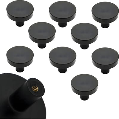 Somstyle Kastknoppen Set - 10 Stuks - Ø 30 MM - Deurknoppen voor Kasten - Meubelknop - Handgreep - Zwart