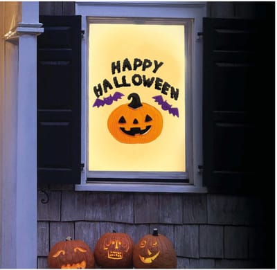Fiestas Guirca - Raamdecoratie Gel Happy Halloween (20x25cm) - Halloween - Halloween Decoratie - Halloween Versiering