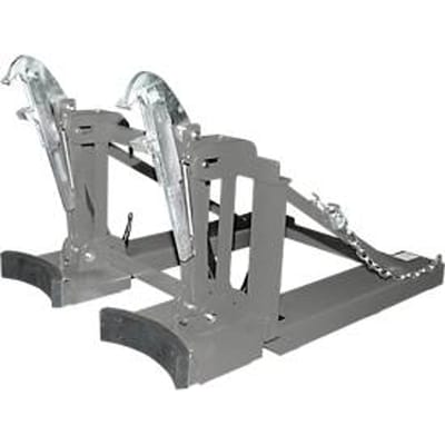 Bauer vatenheffer RS-II/D 91, voor vorkheftruck, 2 x 110 tot 200 dekselvaten, L 1285 x B 940 x H 810 mm, tot 1600 kg, staal, muisgrijs