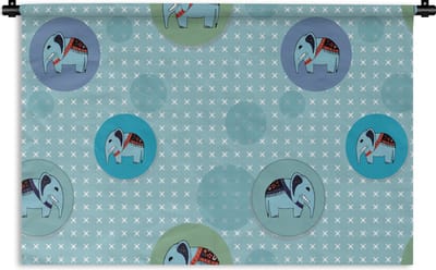 Wandkleed - Wanddoek - Olifant - Stippen - Design - 90x60 cm - Wandtapijt