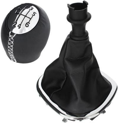 Modecar - Versnellingspook Knop en Hoezen - Zwart/Chroom - 6 Versnellingen