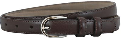 Houtkamp Smalle Leren Dames Riem 2 cm – Gebolleerde Taille- & Broekriem | Elegant | Bruin - Lengte totaal 100 cm / Riemmaat 85