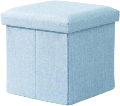 Opvouwbare Opbergpoef - Opbergkruk Containerbank - Woonruimte Organiseren - Duurzaam Katoen Linnen - 30x30x30 cm - Blauw