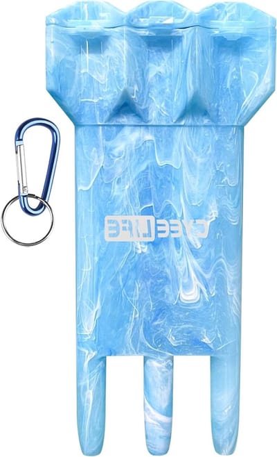 Dartcase voor 3 dartpijlen met geïntegreerd flight- en schachtsysteem - Gemarmerd Blauw