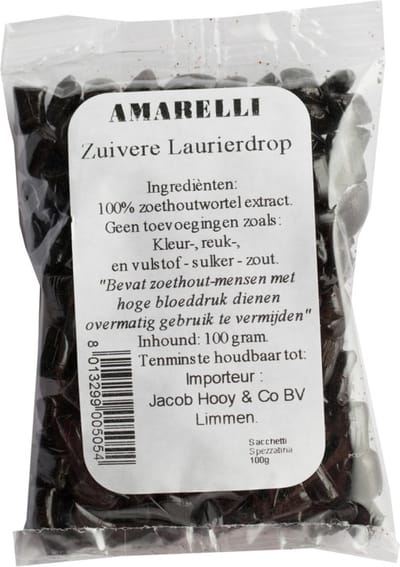 Amarelli Laurierdrop zakje kleine stukjes 100 Gram