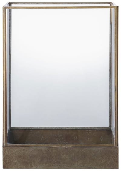 Metal/Glass Lantern - Antieke koperen look - Decoratief licht - Home Accent - 15 cm x 36,5 cm x 25 cm