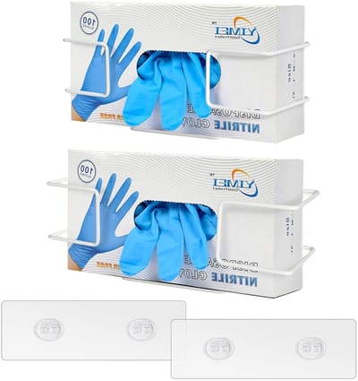 Pack van 2 metalen handschoenhouders, wandhouder voor wegwerphandschoenen, dispenser voor latexhandschoenen en mondmaskers met montagemateriaal