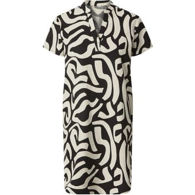 ESMARA Linnen dames jurk (Zwart/wit, XS (32/34))