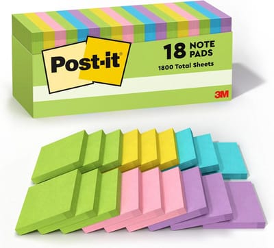 Post-it® Notities Jaipur Colors 3" x 3" 18 Blokken 100 Vellen per Blok