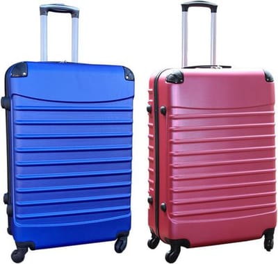 Travelerz kofferset 2 delige ABS groot - met cijferslot - 95 liter - roze - blauw