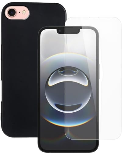 Soft Back Cover Hoesje Geschikt voor: Apple iPhone 17E / 16E Silicone Zwart + 1x Tempered Glass Screenprotector - ZT Accessoires