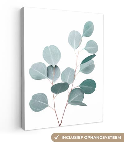Canvas schilderij 30x40 cm - Wanddecoratie Planten - Groen - Wit - Natuur - Muurdecoratie woonkamer - Slaapkamer decoratie - Kamer accessoires - Schilderijen op canvas