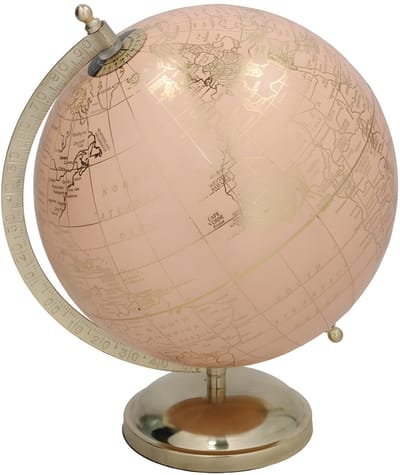 Gerimport Decoratie Wereldbol Thomas - globe - zalm kleur - D18 x H24 cm - topografie