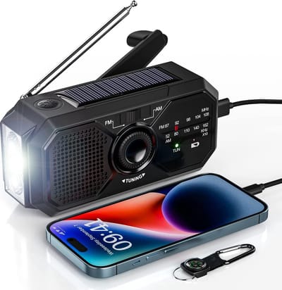 Solar Noodradio - Survival radio - Opwindbare radio - Solar opwindbaar - Op batterijen voor rampen - met zaklamp en 2000 mAh powerbank - Noodpakket - Groen