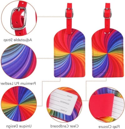Reisbagage Labels, 2 Stuks Bagage ID Tags, Handtas Label voor Verliespreventie van Koffers en Tassen - Regenboogdesign