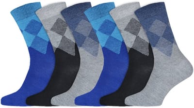 Katoenen herensokken | Ruit | Merk: Gianvaglia | Kleur: Blauw | Maat: 39-42/ 43-46 | 6 Paar