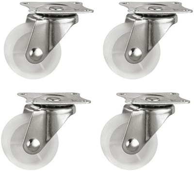 Universele Zwenkwielen 40 mm - 4 stuks, Geen Rem, Heavy Duty voor Meubels en Trolleys - Max 20 kg per Set, Wit