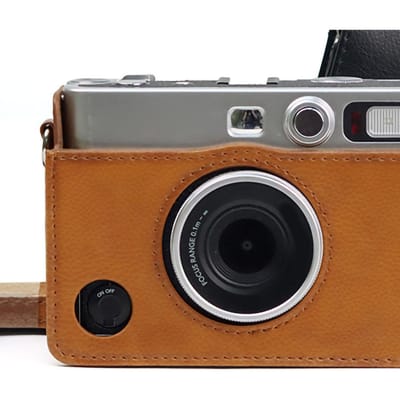 Sac d'appareil photo en cuir PU Rétro Étui pour appareil photo numérique Étui en cuir Photographie pour Instax Mini marron
