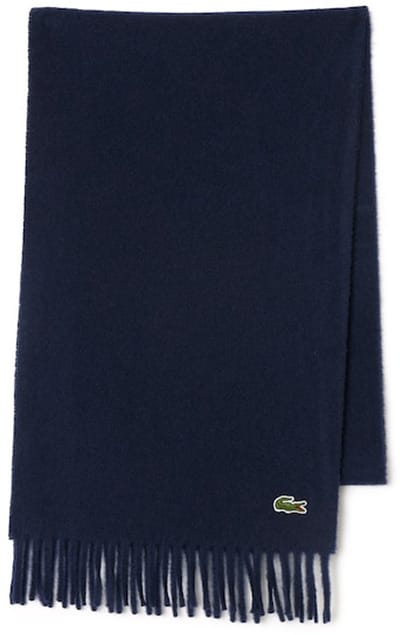 Lacoste sjaal wol met kasjmier - unisex gewoven sjaal - donkerblauw